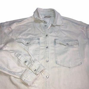 ALL SAINTS Denim Shirt Distressed Faded Sz M/L